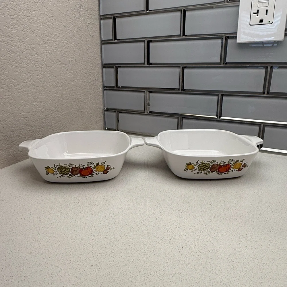 Vintage CorningWare Spice O' Life Petite Pan Set of 2 Le Persil 1970s 1980s